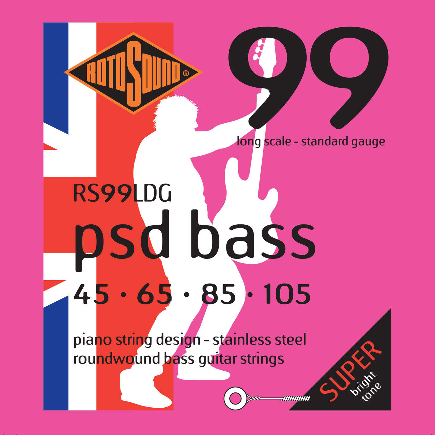 Rotosound Flatwound Black Nylon RS88LD Tru Bass 065-115 « Saiten E-Bass